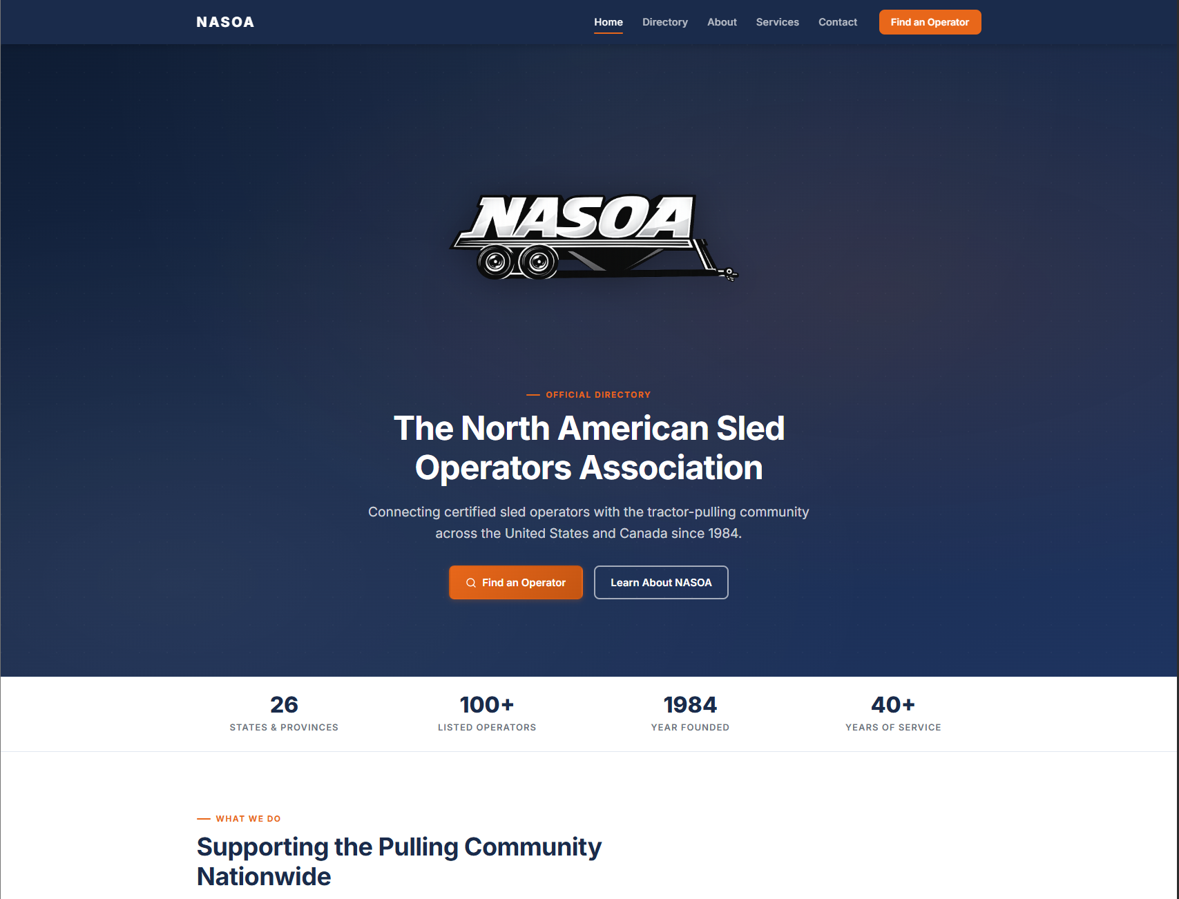 North American Sled Operators Association Website Preview